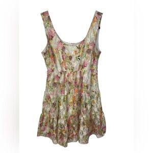 Stitch Lace Floral Tiered Vintage Looking Large Junior Girls Sleeveless Dress